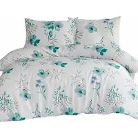 Darymex Literie, flanelle épaisse et chaude, 100% coton 200x220cm 31504-1 Fleurs bleues