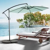 MODFU Grand Parasol de Jardin Rond Double Face avec Manivelle - Parasol Extérieur Terrasse, Structure Acier et Toile Polyester - Vert Clair