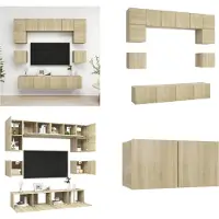 vidaXL 8 pcs. Armoire TV Sonoma chêne bois composite - Ensemble d'armoires TV - Ensembles d'armoires TV - Ensembles d'armoires TV suspendues