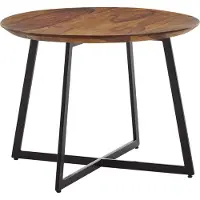 Wohnling Table basse 60x60x45 cm bois de sheesham massif / métal table basse ronde |