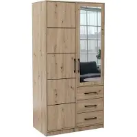 Bettso Armoire avec miroir et tiroirs, armoire à deux portes, meuble multifonctionnel pratique COSTARICA 2D en chêne artisan