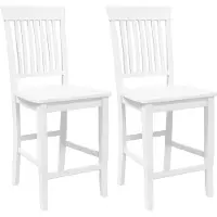 Syfax Tabourets de bar (lot de 2) en bois massif blanc et caoutchouc
