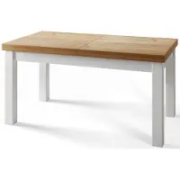 Alpi Möbel Table de salle à manger rectangulaire classique, table extensible, dimensions : 200-300 x 100 x 78 cm, table de salon, couleur : Craft, avec pieds en bois de couleur blanche