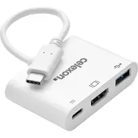 Celexon USB-C auf HDMI - USB-A - USB-C M/F Multiport Adapter, weiss (USB-C, 3 ports), Station d’accueil + hub USB, Blanc