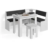 Livinity Groupe de banquettes d'angle Tiberio Blanc 150x120cm avec table, Model 58773