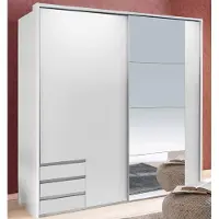 Wimex Armoire à portes coulissantes, armoire à vêtements, armoire de chambre, armoire Emden blanche 180 cm