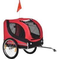 Fortuna Lai Remorque pour chien Remorque pour vélo Transporteur pour chien Remorque pour chien Rouge+Noir 130 x 73 x 90 cm