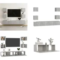 vidaXL 6 pcs. Armoire TV Set gris béton bois composite - Armoire TV - Armoire HiFi - Armoires HiFi