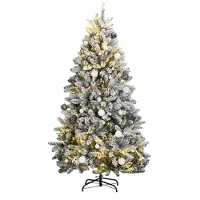Syfax Sapin de Noël artificiel articulé 300 LED et boules 180 cm