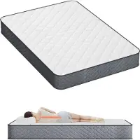 Eikuavons Matelas à ressorts ensachés 7 zones, 160x200 cm, fermeté H3, hauteur 22 cm, avec une couche de coton de 2 cm, de couleur blanc-gris