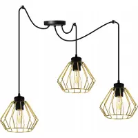Light11 HOME Light-Home Spider Santos Lampe à suspendre - Plafonnier industriel - Suspension en métal - 3-flamme, noir et or