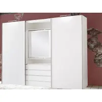 Wimex Armoire à portes coulissantes Magie Armoire de chambre à coucher avec élément miroir pivotant 2 portes 300cm blanc