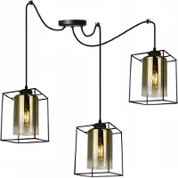 Light11 HOME Hella Cage Spider Lampe à suspendre - Plafonnier - Lampe Araignée - Suspension en métal et verre - E27 - Or - 3-Flammig