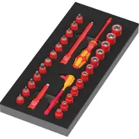 Wera 05150117001 30 Pièces 9727 8007 A VDE Zyklop VDE Jeu De Cliquets Et Douilles Dans Un Insert En Mousse - 1/4"