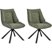 Duhome Chaise de salle à manger set de 2 chaises de cuisine pivotant à 180° Chaise en tissu chenille et structure métallique Chaise lounge avec fonction de rappel, vert