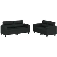 Syfax Ensemble de canapés 2 pcs avec coussins Noir Similicuir
