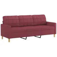 Syfax Canapé à 3 places Rouge bordeaux 180 cm Tissu