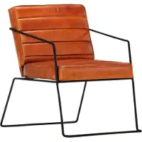 The Living Store Fauteuil en cuir véritable marron clair