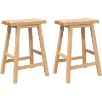 Syfax Tabourets de bar (lot de 2) en bois massif naturel et caoutchouc