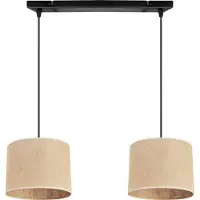 Light11 HOME Light-Home Juta Lampe à suspendre - métal avec abat-jour en tissu - E27 - Classique 2-feux 20 cm - base noire et jute