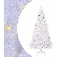 Syfax Sapin de Noël artificiel avec 300 LED Blanc 180 cm PVC et Acier