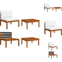 vidaXL Ensemble de salon de jardin 2 pièces avec coussins en bois massif d'acacia - éléments de canapé de jardin