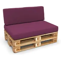 Pokar Coussin pour palette Coussins de palette avec housse amovible Canapé de palette, Taille:Set coussin d'assise 120x80 + coussin de dossier 120x40, Couleur:Violet