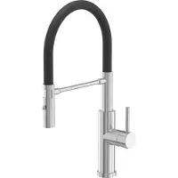 Quadron Robinet de cuisine ANDY SteelQ, mitigeur 360°, couleur : acier, hauteur : 46 cm, fonction QFix, robinet pivotant pour cuisine en acier inoxydable