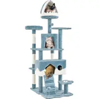 OEM Arbre à chat XXL à thème océanique d'une hauteur de 184 cm - Arbre à grimper stable pour plusieurs chats