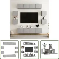 The Living Store Ensemble de 8 meubles TV gris béton en bois composite