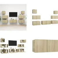 vidaXL 7 pcs. Set d'armoires TV Chêne Sonoma Bois composite - Set d'armoires TV - Set d'armoires TV suspendues - Set d'armoires TV suspendues