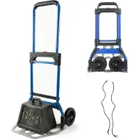 Relaxdays Diable pliable , jusqu'à 120 kg, dimensions : 111 x 52 x 48 cm, diable de transport pour déménagement, avec poignée télescopique en acier, argent/bleu
