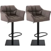 CLP - Ensemble de 2 tabourets de bar Damaso, revêtus de tissu, pivotants et réglables en hauteur, jusqu'à 240 kg. Couleur : gris. Structure : noire