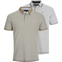 Jack & Jones T-Shirt 'JJEPaulos' beige foncé / gris clair / noir / blanc