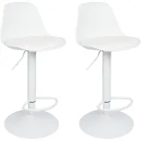 Supfine lot de 2 tabourets de bar Chaise de bar réglable en hauteur Tabouret de bistrot pivotant avec dossier et repose-pieds blanc