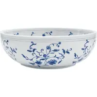 Syfax Vasque à poser blanc et bleu rond Φ41x14 cm céramique