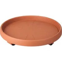 Elho Soucoupe - - Planttaxi Universel - 40 Cm - Terre Cuite - 4 Roulettes
