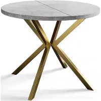 Alpi Möbel AlpiMeble Table de salle à manger ronde LOFT LITEN, table extensible diamètre : 100 cm/180 cm, table de salon, couleur : gris clair, avec pieds en métal doré