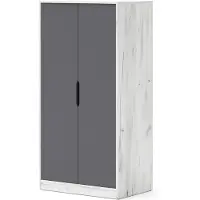 Homlando Armoire SAMOA FUJI - CRAFT BLANC / GRAPHITE - Armoire fonctionnelle de 83,8 cm avec étagères et tringle à vêtements
