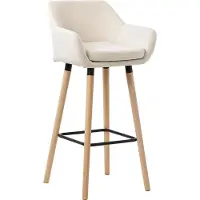 CLP Chaise de bar Grant - tissu, pieds en bois natura - Beige