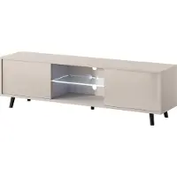 Selsey Lefyr - TV lowboard grey beige with LED 140 cm