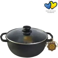 Spies Online Poêle à wok en fonte - 5 litres - Poêle à wok en fonte avec couvercle - induction, gaz, feu ouvert et céramique - Noir