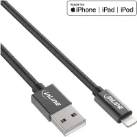 InLine 31422B Câble Lightning USB, pour iPad, iPhone, iPod, noir/alu, 2m