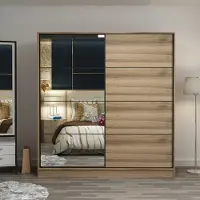 Skye Decor , Kale - 3174, armoire, Dore, 100 % PANNEAUX DE PARTICULES MÉLAMINÉS, 180 x 60 x 190 cm