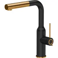 Quadron Robinet de cuisine ANGELINA Q LINE SteelQ, Mitigeur 360°, Robinet de cuisine en acier inoxydable, Couleur : Noir, Hauteur : 31 cm, Robinet pour cuisine