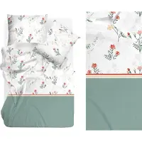 Greno Literie, linge de lit en coton, haute qualité, Premium 200x220 Saggio Vert, fleurs délicates