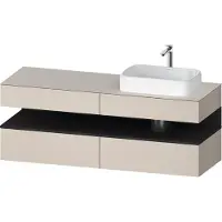 Duravit Collection One Meuble sous-vasque sur console, 2 tiroirs, découpe à droite, 1600x550x600mm, niche graphite super mate, QA4778080910010