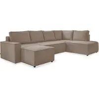 Miuform Brave Dave - Canapé d'angle avec fonction lit et coffre de lit U-FORM DROITE - 322x194cm - Beige foncé - Canapé-lit Canapé
