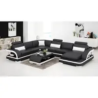 AEA Salon moderne Canapé d'angle 2 pièces avec table basse Canapé Salon en cuir Nouveau