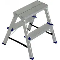 Elkop Escabeau double, en profilé d'aluminium, marches profilées, jusqu'à 150 kg, 2 x 2 marches